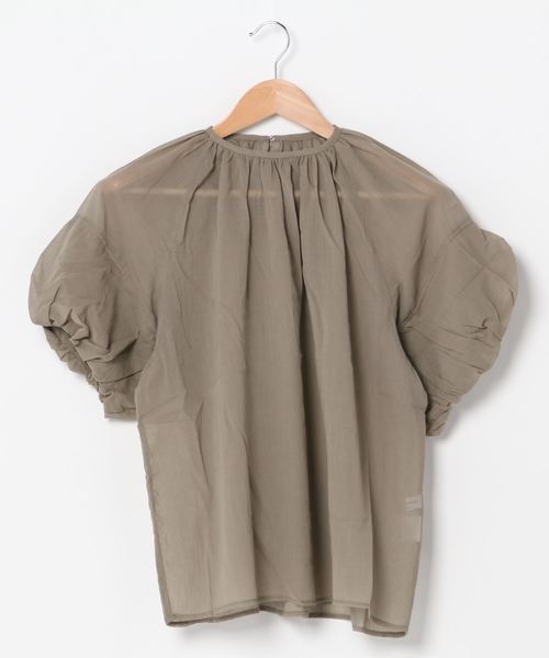 AMERICAN RAG CIE（アメリカンラグシー）の「コットンボイルボリュームスリーブ ギャザートップス（シャツ/ブラウス・レディース・ホワイト/ブラック/カーキ・FREE）」の3枚目の写真