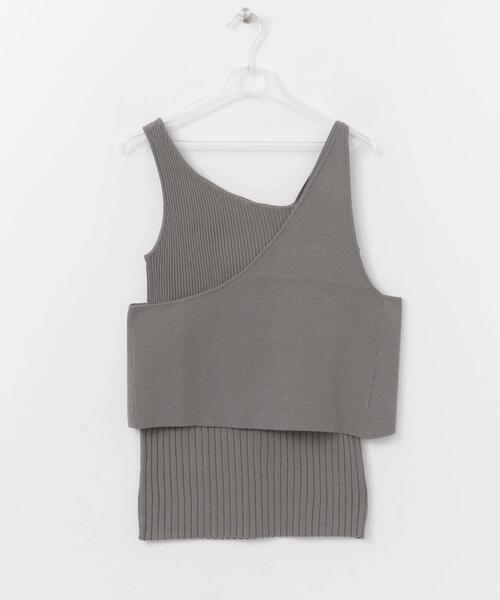 LAATO（ラート）の「LAYERED KNIT CAMISOLE（キャミソール・レディース・グレー/オフホワイト/オレンジ・FREE）」の2枚目の写真