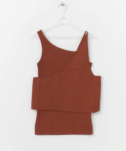 LAATO（ラート）の「LAYERED KNIT CAMISOLE（キャミソール・レディース・グレー/オフホワイト/オレンジ・FREE）」の3枚目の写真