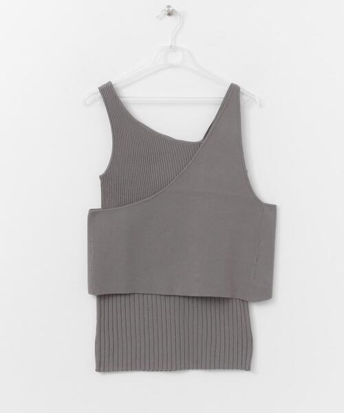 LAATO（ラート）の「LAYERED KNIT CAMISOLE（キャミソール・レディース・グレー/オフホワイト/オレンジ・FREE）」の6枚目の写真