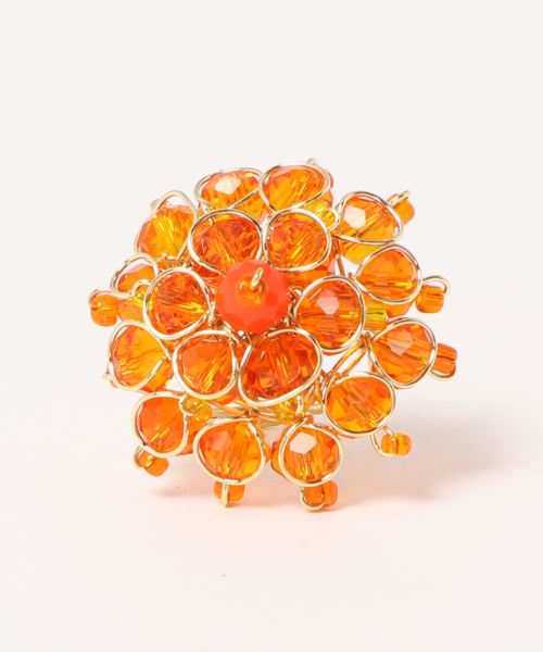 チャイハネ（チャイハネ）の「【チャイハネ】ガラスビーズフラワーリング（リング・レディース・ブラック/ブルー/グリーン/ライトブルー/オレンジ/レッド/ホワイト・FREE）」の7枚目の写真