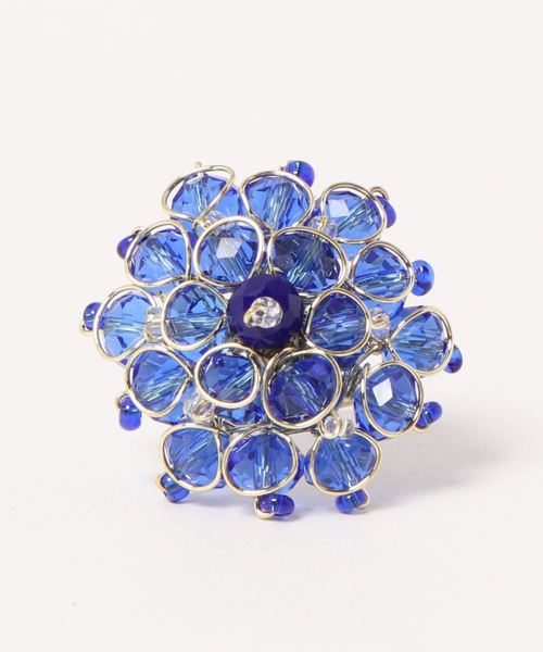 チャイハネ（チャイハネ）の「【チャイハネ】ガラスビーズフラワーリング（リング・レディース・ブラック/ブルー/グリーン/ライトブルー/オレンジ/レッド/ホワイト・FREE）」の9枚目の写真