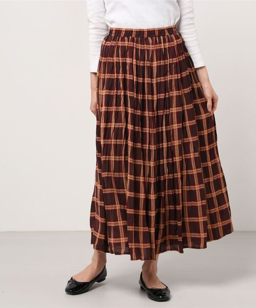 NAVY（ネイビー）の「ハンドワッシャーチェックスカート（スカート・レディース・ブラウン・フリー）」の9枚目の写真