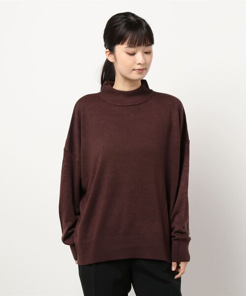 AMERICAN HOLIC(アメリカンホリック)の「モックネックドロップショルダーニットプルオーバー *(ニット/セーター・レディース・チャコールグレー/ライトグレー/ブラウン/カーキ・FREE)」の18枚目の写真