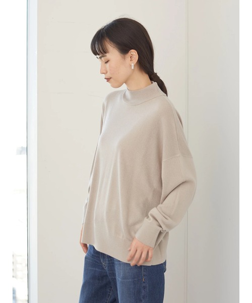 AMERICAN HOLIC(アメリカンホリック)の「モックネックドロップショルダーニットプルオーバー *(ニット/セーター・レディース・チャコールグレー/ライトグレー/ブラウン/カーキ・FREE)」の21枚目の写真