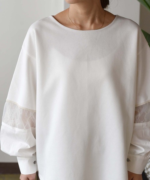 Eimee Law(エイミーロウ)の「シャツスリーブドッキングカットTOPS(Tシャツ/カットソー・レディース・オフホワイト/チャコールグレー/ブラック・38)」の16枚目の写真