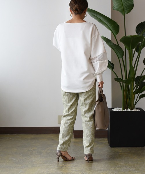 Eimee Law(エイミーロウ)の「シャツスリーブドッキングカットTOPS(Tシャツ/カットソー・レディース・オフホワイト/チャコールグレー/ブラック・38)」の14枚目の写真