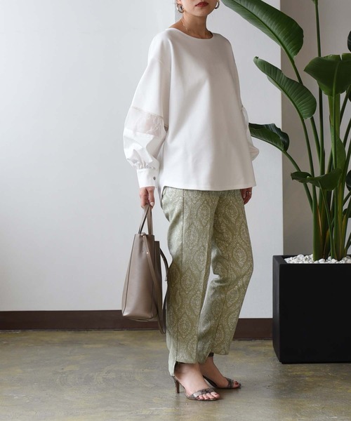 Eimee Law(エイミーロウ)の「シャツスリーブドッキングカットTOPS(Tシャツ/カットソー・レディース・オフホワイト/チャコールグレー/ブラック・38)」の10枚目の写真