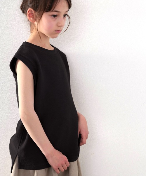 classicalelf(クラシカルエルフ)の「キッズ ふわり柔らか♪USAコットン&パイル地ノースリーブトップス(Tシャツ/カットソー・キッズ・ホワイト/ブラック/グレー/グレイッシュベージュ・130/140/150/160)」の9枚目の写真