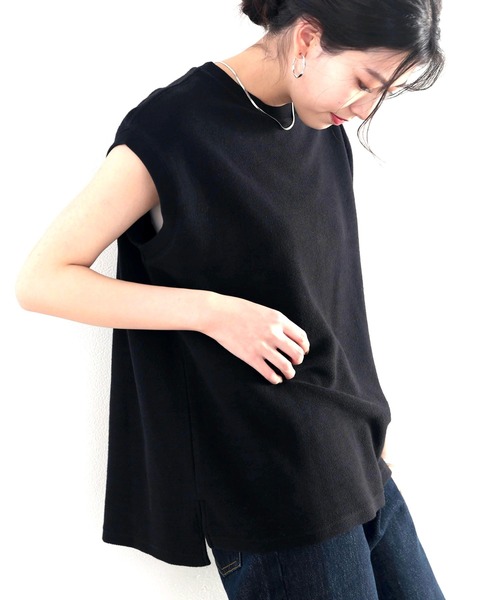 classicalelf(クラシカルエルフ)の「キッズ ふわり柔らか♪USAコットン&パイル地ノースリーブトップス(Tシャツ/カットソー・キッズ・ホワイト/ブラック/グレー/グレイッシュベージュ・130/140/150/160)」の13枚目の写真