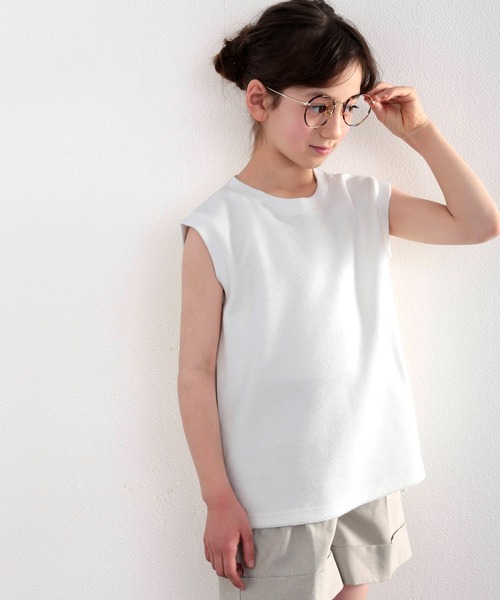 classicalelf(クラシカルエルフ)の「キッズ ふわり柔らか♪USAコットン&パイル地ノースリーブトップス(Tシャツ/カットソー・キッズ・ホワイト/ブラック/グレー/グレイッシュベージュ・130/140/150/160)」の7枚目の写真