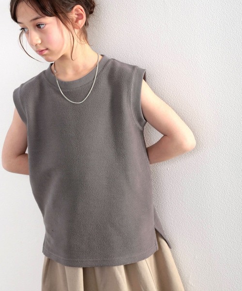 classicalelf(クラシカルエルフ)の「キッズ ふわり柔らか♪USAコットン&パイル地ノースリーブトップス(Tシャツ/カットソー・キッズ・ホワイト/ブラック/グレー/グレイッシュベージュ・130/140/150/160)」の15枚目の写真