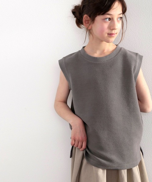 classicalelf(クラシカルエルフ)の「キッズ ふわり柔らか♪USAコットン&パイル地ノースリーブトップス(Tシャツ/カットソー・キッズ・ホワイト/ブラック/グレー/グレイッシュベージュ・130/140/150/160)」の17枚目の写真