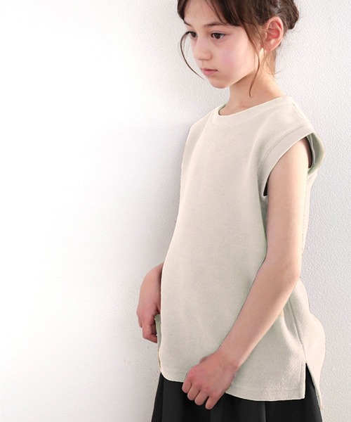 classicalelf(クラシカルエルフ)の「キッズ ふわり柔らか♪USAコットン&パイル地ノースリーブトップス(Tシャツ/カットソー・キッズ・ホワイト/ブラック/グレー/グレイッシュベージュ・130/140/150/160)」の19枚目の写真