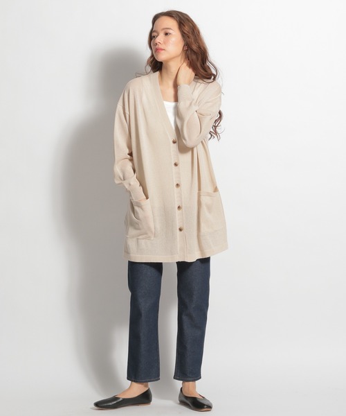 niko and...（ニコアンド）の「洗えるリネン混カーディガン（カーディガン/ボレロ・レディース・ライトブルー/ブラック/ベージュ・MEDIUM/LARGE）」の10枚目の写真