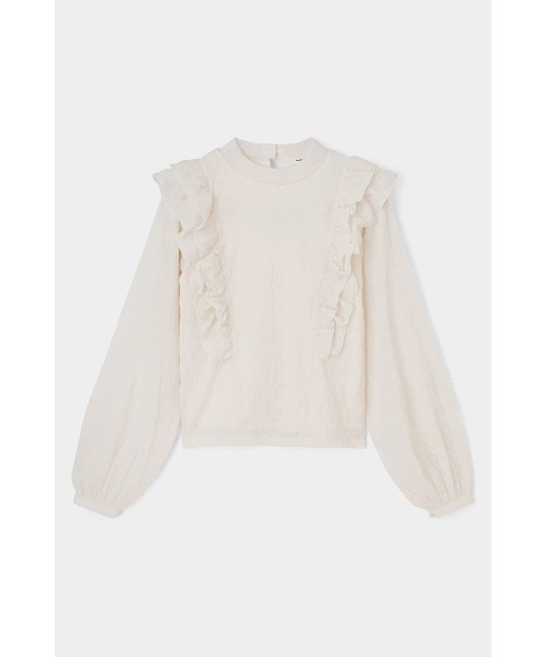 MOUSSY（マウジー）の「RUFFLE CUT トップス（Tシャツ/カットソー・レディース・ライトブルー/ダークブラウン/アイボリー/ブラック・FREE）」の2枚目の写真