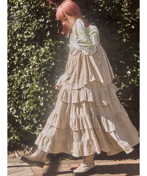 merry jenny（メリージェニー）の「ティアードティアードワンピース（ワンピース・レディース・アイボリー/ブラック/ベージュ・FREE）」の4枚目の写真