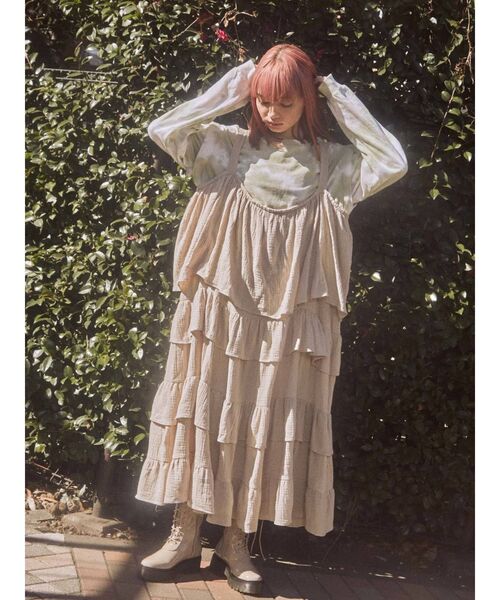 merry jenny（メリージェニー）の「ティアードティアードワンピース（ワンピース・レディース・アイボリー/ブラック/ベージュ・FREE）」の5枚目の写真