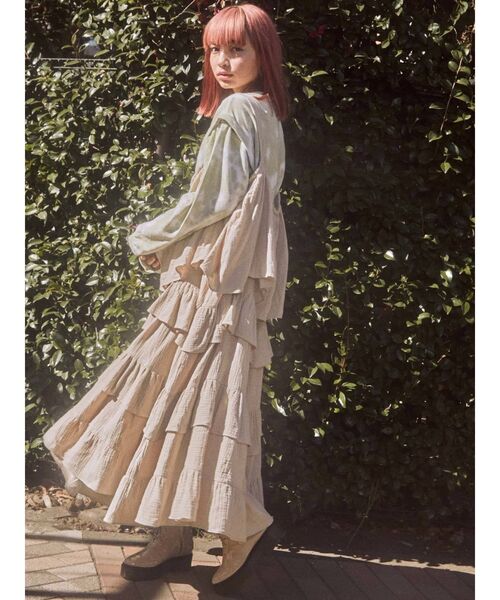 merry jenny（メリージェニー）の「ティアードティアードワンピース（ワンピース・レディース・アイボリー/ブラック/ベージュ・FREE）」の6枚目の写真