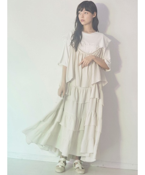 merry jenny（メリージェニー）の「ティアードティアードワンピース（ワンピース・レディース・アイボリー/ブラック/ベージュ・FREE）」の2枚目の写真