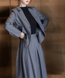 ジャケット+プリーツスカートセットアップ