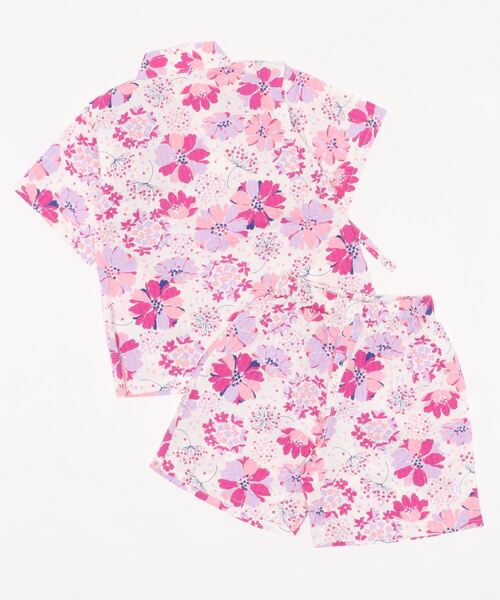 Love&Peace&Money（ラブアンドピースアンドマネー）の「星花甚平スーツ（ロンパース・キッズ・マジェンタ・80-90cm/100-110cm/90-100cm/110-120cm）」の2枚目の写真