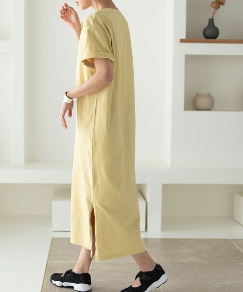 rectangle（レクタングル）の「OE天竺コットンTワンピース（ワンピース・レディース・ブラック/ベージュ/ブラウン/オフホワイト/イエロー・FREE）」の5枚目の写真