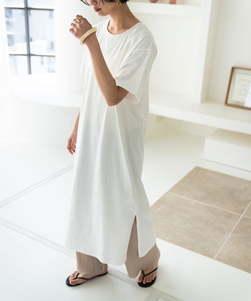 rectangle（レクタングル）の「OE天竺コットンTワンピース（ワンピース・レディース・ブラック/ベージュ/ブラウン/オフホワイト/イエロー・FREE）」の20枚目の写真