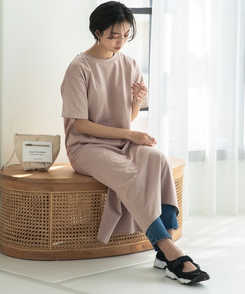 rectangle（レクタングル）の「OE天竺コットンTワンピース（ワンピース・レディース・ブラック/ベージュ/ブラウン/オフホワイト/イエロー・FREE）」の21枚目の写真