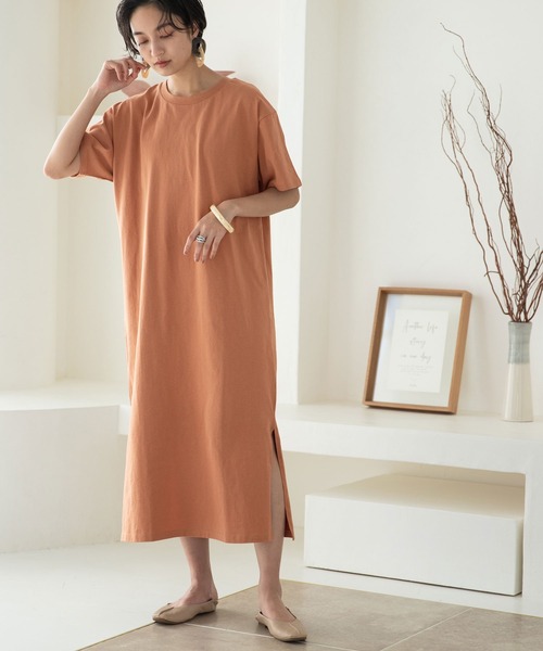 rectangle（レクタングル）の「OE天竺コットンTワンピース（ワンピース・レディース・ブラック/ベージュ/ブラウン/オフホワイト/イエロー・FREE）」の11枚目の写真