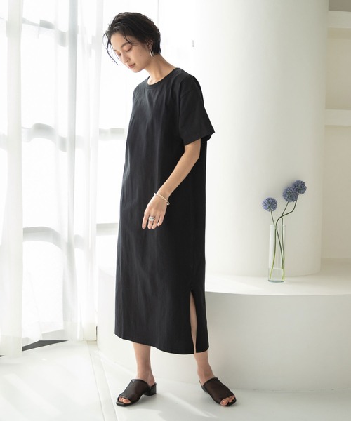 rectangle（レクタングル）の「OE天竺コットンTワンピース（ワンピース・レディース・ブラック/ベージュ/ブラウン/オフホワイト/イエロー・FREE）」の16枚目の写真