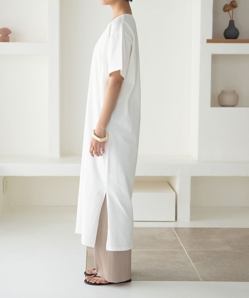 rectangle（レクタングル）の「OE天竺コットンTワンピース（ワンピース・レディース・ブラック/ベージュ/ブラウン/オフホワイト/イエロー・FREE）」の19枚目の写真