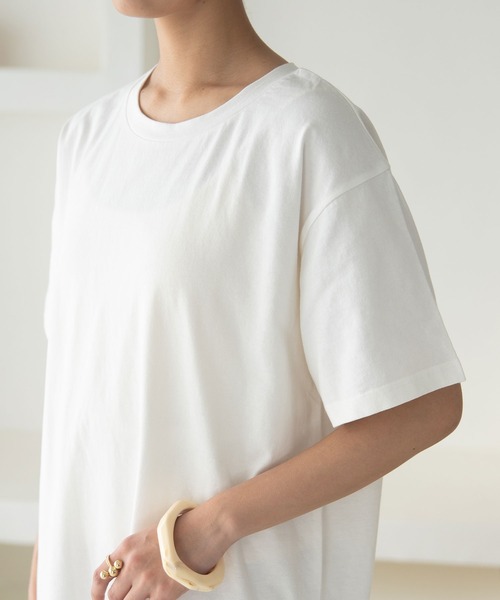 rectangle（レクタングル）の「OE天竺コットンTワンピース（ワンピース・レディース・ブラック/ベージュ/ブラウン/オフホワイト/イエロー・FREE）」の8枚目の写真