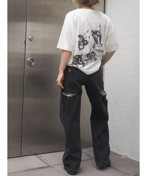 EVRIS（エヴリス）の「BACKスラッシュワイドデニムパンツ（デニムパンツ・レディース・ブラック・MEDIUM/SMALL）」の14枚目の写真