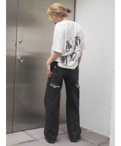 EVRIS（エヴリス）の「BACKスラッシュワイドデニムパンツ（デニムパンツ・レディース・ブラック・MEDIUM/SMALL）」の16枚目の写真