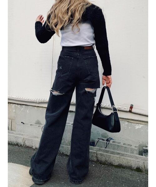 EVRIS（エヴリス）の「BACKスラッシュワイドデニムパンツ（デニムパンツ・レディース・ブラック・MEDIUM/SMALL）」の12枚目の写真