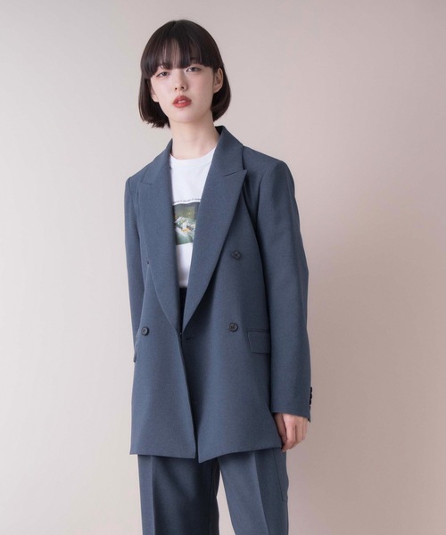 La SRIC（ラスリック）の「La SRIC / SSピークドラペルジャケット 【セットアップ可】（テーラードジャケット・レディース・ベージュ/インディゴブルー・38）」の2枚目の写真