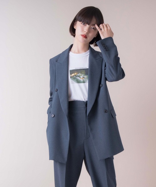 La SRIC（ラスリック）の「La SRIC / SSピークドラペルジャケット 【セットアップ可】（テーラードジャケット・レディース・ベージュ/インディゴブルー・38）」の5枚目の写真