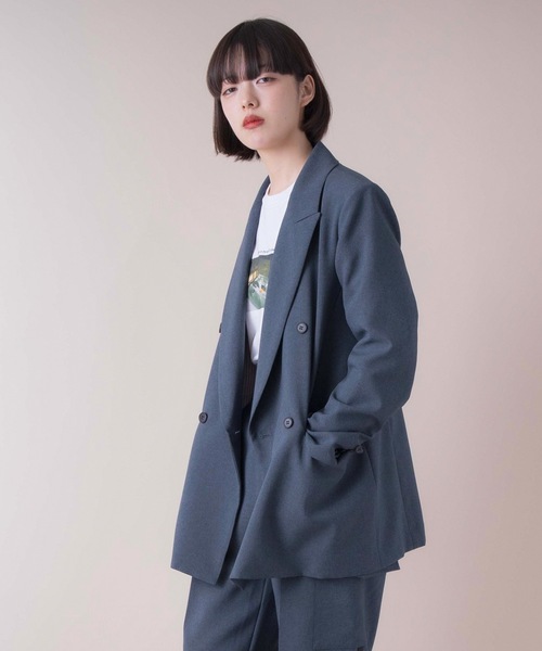 La SRIC（ラスリック）の「La SRIC / SSピークドラペルジャケット 【セットアップ可】（テーラードジャケット・レディース・ベージュ/インディゴブルー・38）」の8枚目の写真