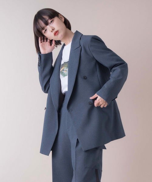 La SRIC（ラスリック）の「La SRIC / SSピークドラペルジャケット 【セットアップ可】（テーラードジャケット・レディース・ベージュ/インディゴブルー・38）」の15枚目の写真