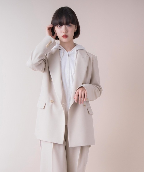 La SRIC（ラスリック）の「La SRIC / SSピークドラペルジャケット 【セットアップ可】（テーラードジャケット・レディース・ベージュ/インディゴブルー・38）」の6枚目の写真