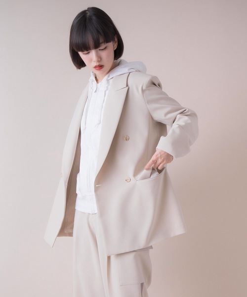 La SRIC（ラスリック）の「La SRIC / SSピークドラペルジャケット 【セットアップ可】（テーラードジャケット・レディース・ベージュ/インディゴブルー・38）」の16枚目の写真