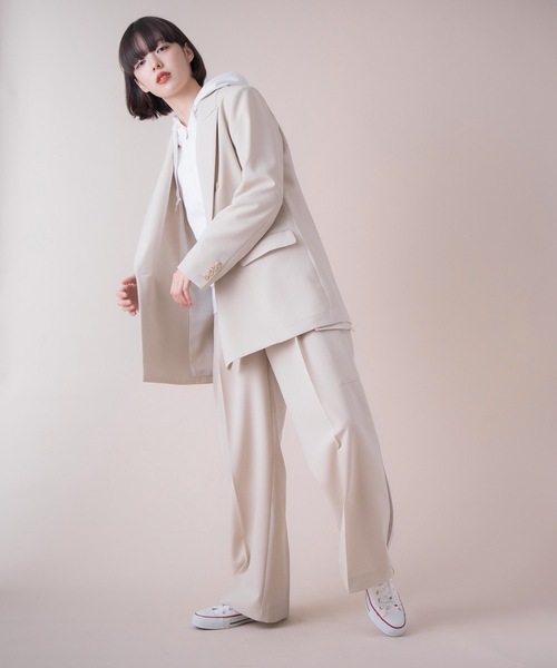 La SRIC（ラスリック）の「La SRIC / SSピークドラペルジャケット 【セットアップ可】（テーラードジャケット・レディース・ベージュ/インディゴブルー・38）」の21枚目の写真