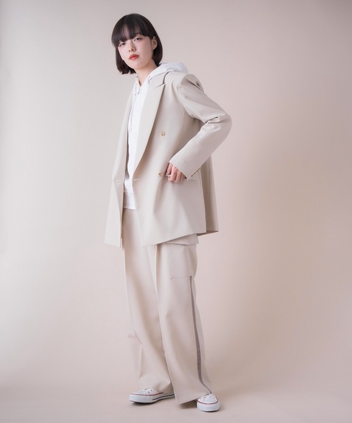 La SRIC（ラスリック）の「La SRIC / SSピークドラペルジャケット 【セットアップ可】（テーラードジャケット・レディース・ベージュ/インディゴブルー・38）」の14枚目の写真