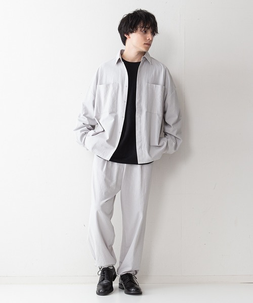 UNIIT(ユニット)の「【UNIIT】ワッシャー加工 ルーズフィット(ビッグシルエット) シャツジャケット 袖ボリューム セットアップ対応可能アイテム(シャツ/ブラウス・メンズ・ライトグレー/カーキ/ブラック/ホワイト・LARGE/MEDIUM)」の21枚目の写真