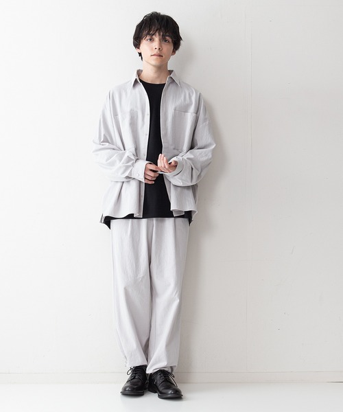 UNIIT(ユニット)の「【UNIIT】ワッシャー加工 ルーズフィット(ビッグシルエット) シャツジャケット 袖ボリューム セットアップ対応可能アイテム(シャツ/ブラウス・メンズ・ライトグレー/カーキ/ブラック/ホワイト・LARGE/MEDIUM)」の22枚目の写真