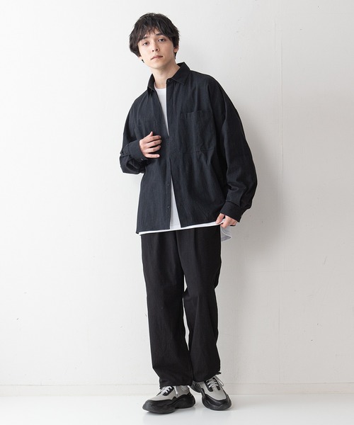 UNIIT(ユニット)の「【UNIIT】ワッシャー加工 ルーズフィット(ビッグシルエット) シャツジャケット 袖ボリューム セットアップ対応可能アイテム(シャツ/ブラウス・メンズ・ライトグレー/カーキ/ブラック/ホワイト・LARGE/MEDIUM)」の14枚目の写真