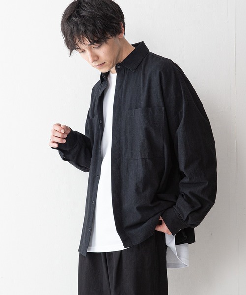 UNIIT(ユニット)の「【UNIIT】ワッシャー加工 ルーズフィット(ビッグシルエット) シャツジャケット 袖ボリューム セットアップ対応可能アイテム(シャツ/ブラウス・メンズ・ライトグレー/カーキ/ブラック/ホワイト・LARGE/MEDIUM)」の19枚目の写真