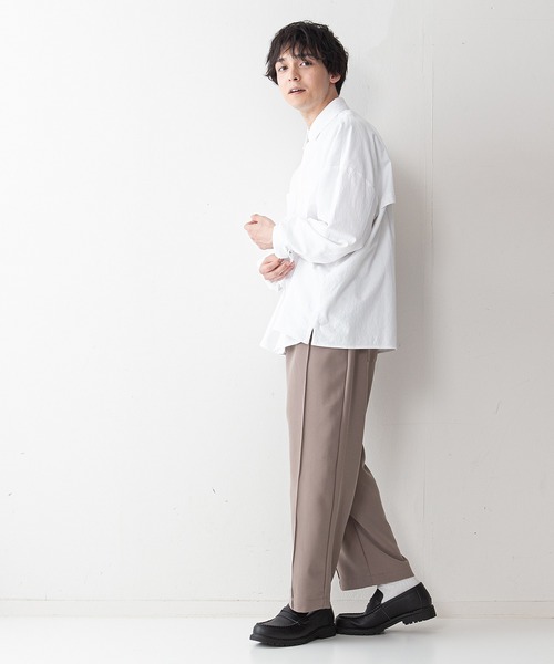 UNIIT(ユニット)の「【UNIIT】ワッシャー加工 ルーズフィット(ビッグシルエット) シャツジャケット 袖ボリューム セットアップ対応可能アイテム(シャツ/ブラウス・メンズ・ライトグレー/カーキ/ブラック/ホワイト・LARGE/MEDIUM)」の6枚目の写真