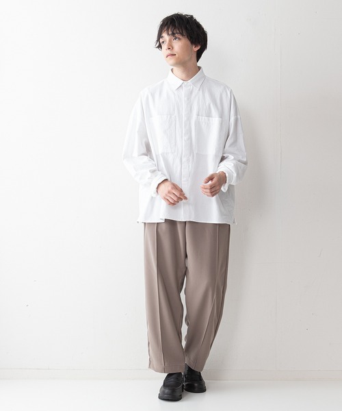UNIIT(ユニット)の「【UNIIT】ワッシャー加工 ルーズフィット(ビッグシルエット) シャツジャケット 袖ボリューム セットアップ対応可能アイテム(シャツ/ブラウス・メンズ・ライトグレー/カーキ/ブラック/ホワイト・LARGE/MEDIUM)」の7枚目の写真